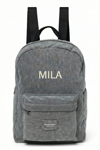 Grey Denim Midi Backpack