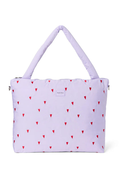 Purple Hearts Puffy Diaper Bag