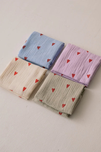 Beige Hearts Swaddle Print Large