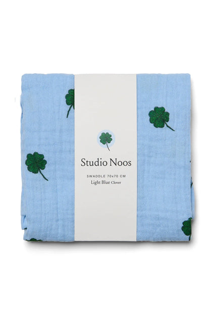 Light Blue Clover Swaddle Print Medium