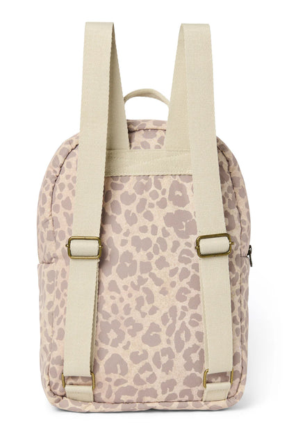Beige Leopard Puffy Midi Backpack