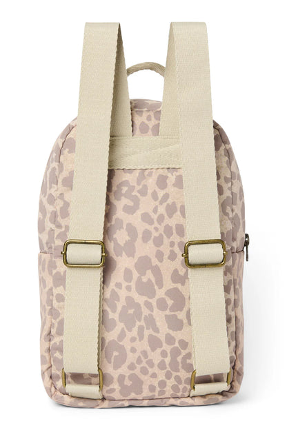 Beige Leopard Puffy Mini Backpack