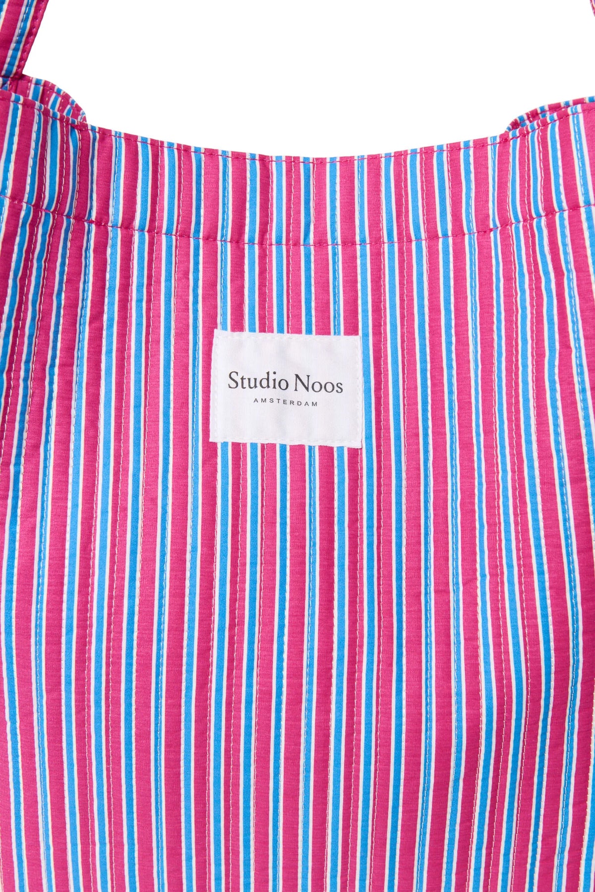 Poplin Striped Mom Bag | Raspberry