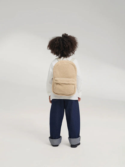 Brown Teddy Midi Backpack Front Pocket