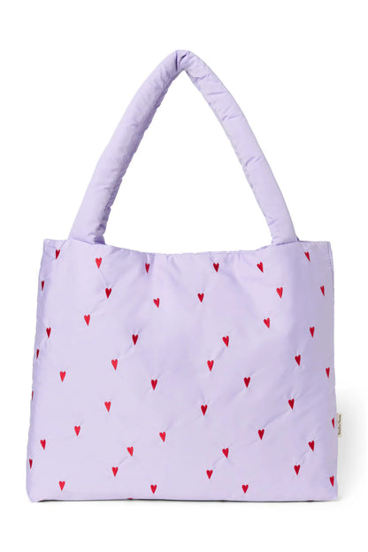 Light Blue Hearts Puffy Mom Bag