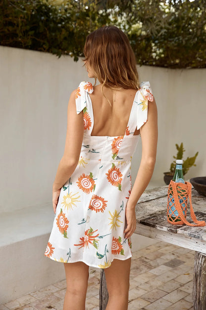 Sunshine Serenity Leinen-Minikleid Orange