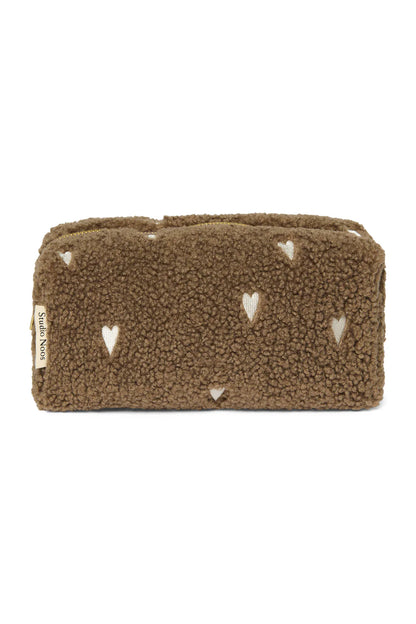 Brown Hearts Teddy Pouch