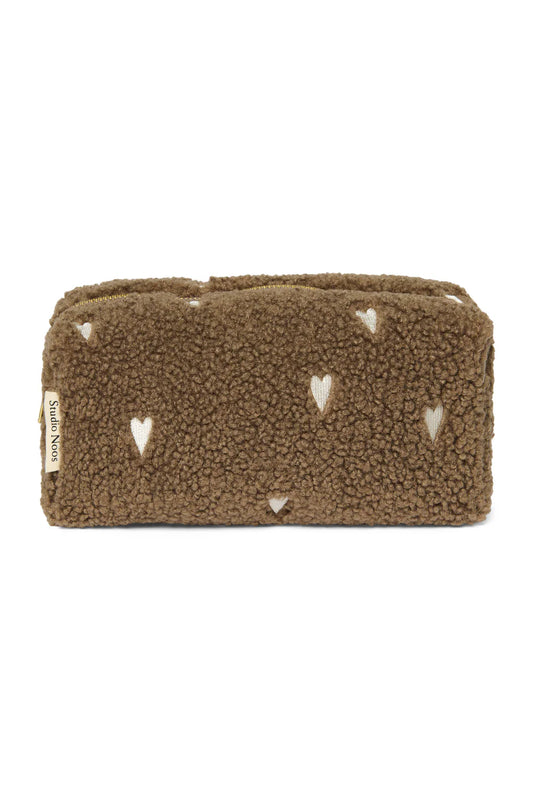 Brown Hearts Teddy Pouch