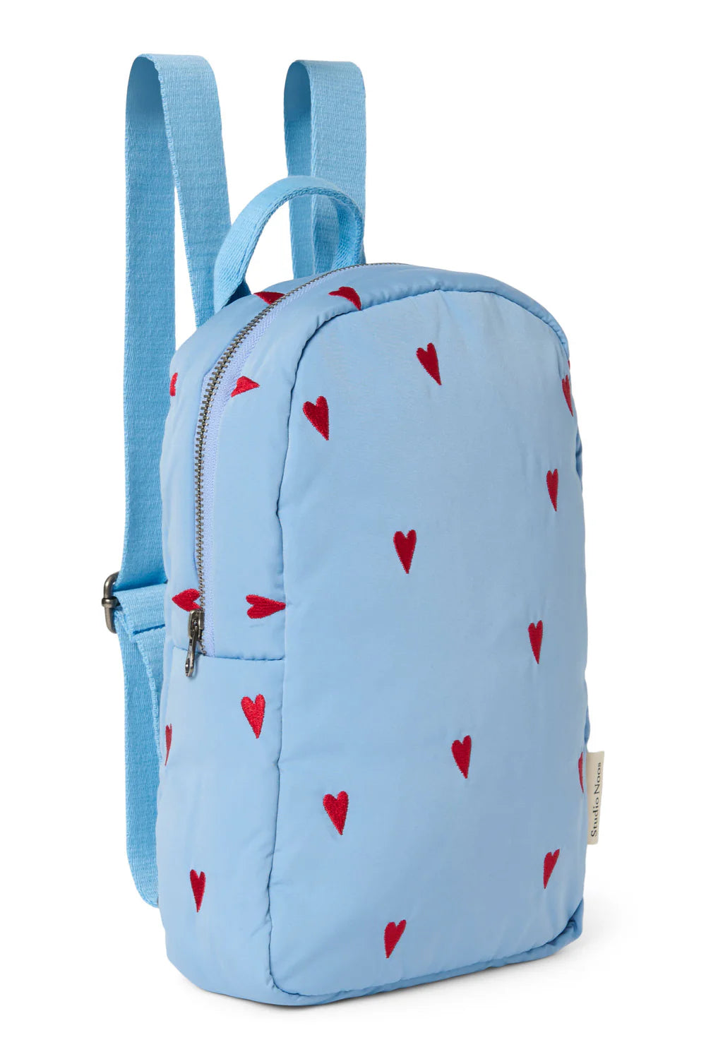 Light Blue Hearts Puffy Mini Backpack