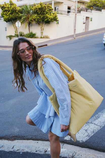 Butter Yellow Textured Puffy Mom Bag