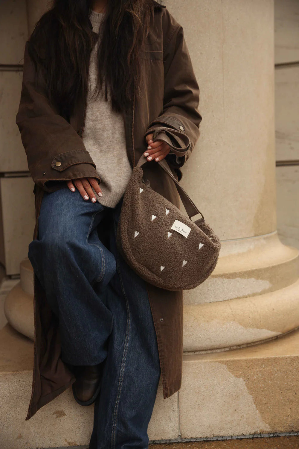 Ecru Hearts Teddy Adult Fanny Pack
