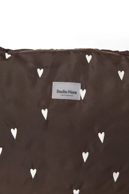 Brown Hearts Puffy Diaper Bag