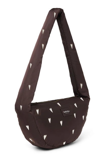 Brown Puffy Mini Cross Body Bag