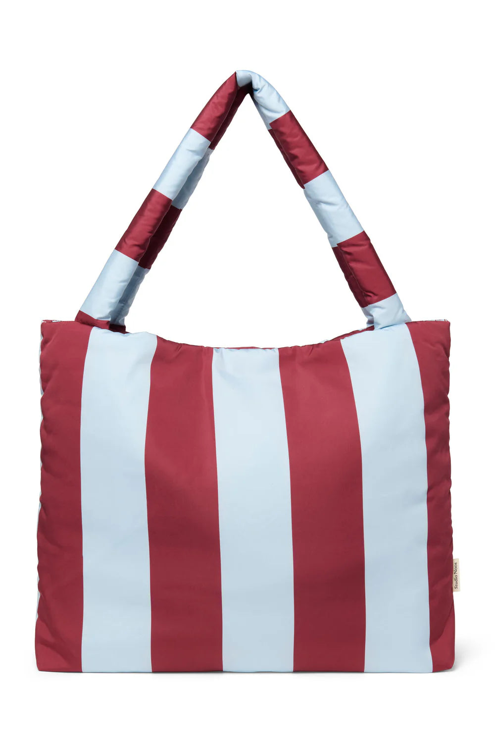 Bordeaux/Light Blue Bold Stripe Mom Bag
