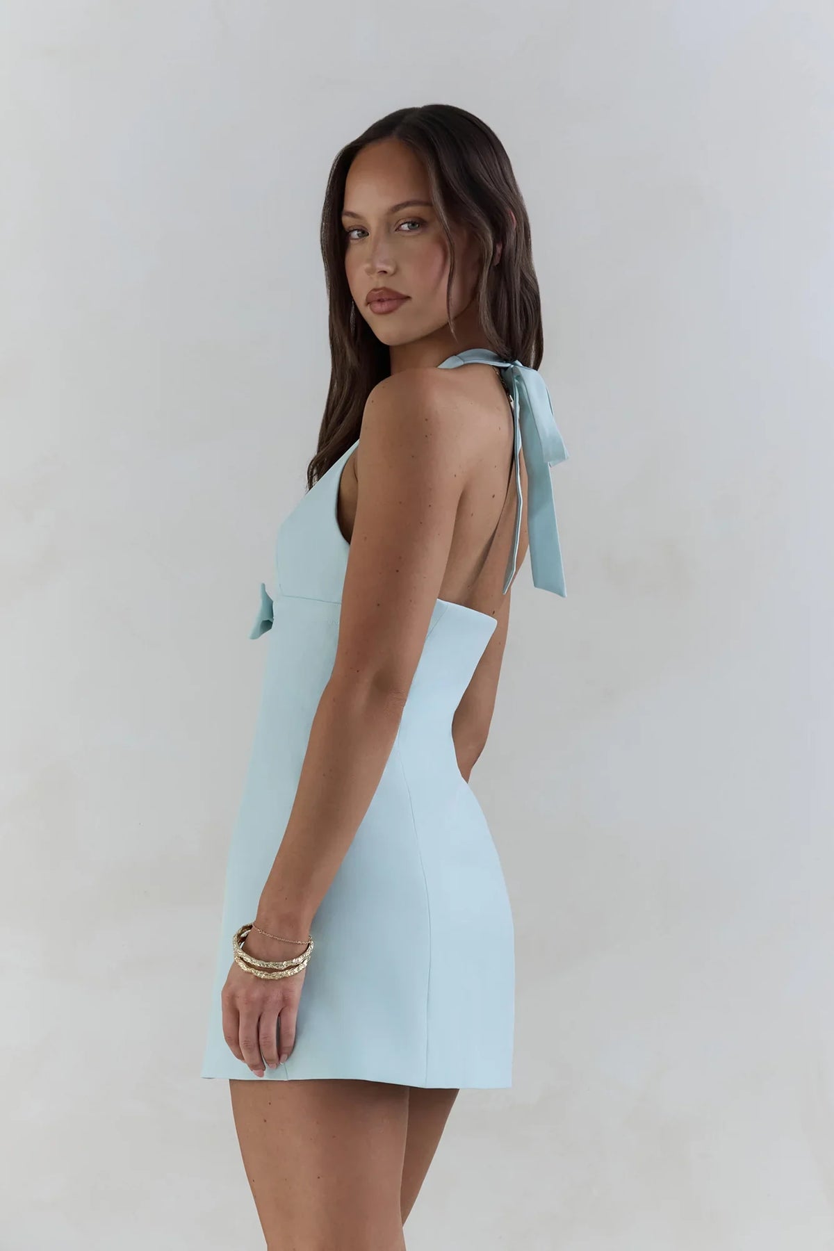 Runway Queen Neckholder-Minikleid Aqua