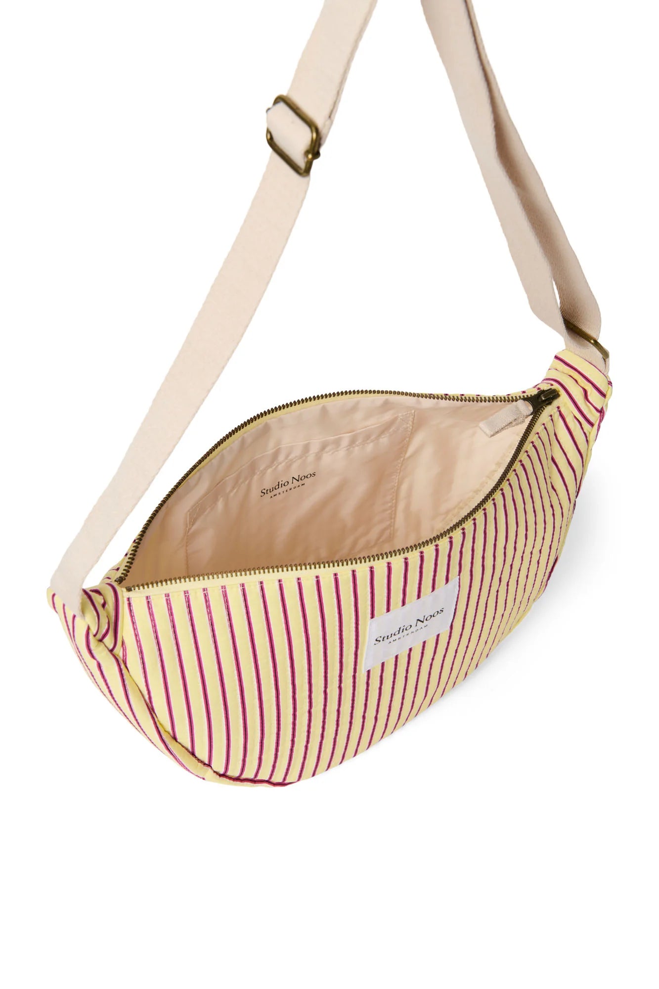 Poplin Striped Adult Fanny Pack | Raspberry