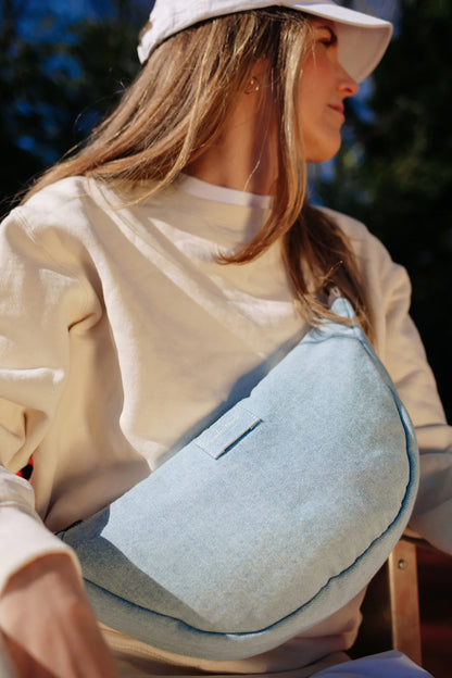 Blue Hearts Denim Adult Fanny Pack