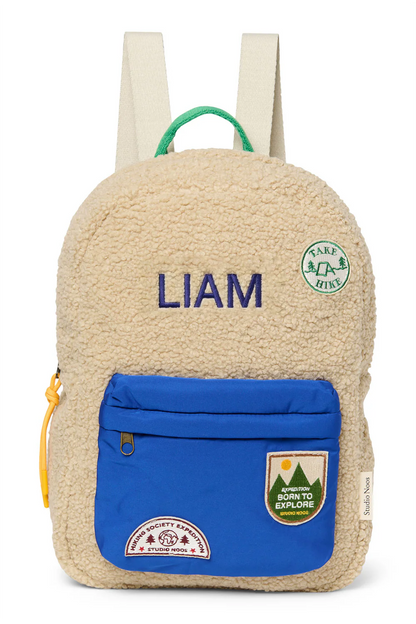 Ecru/Cobalt Teddy Midi Backpack
