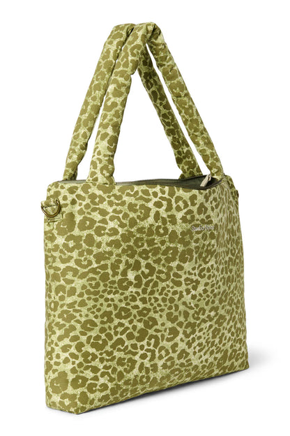 Green Leopard Cotton Diaper Bag