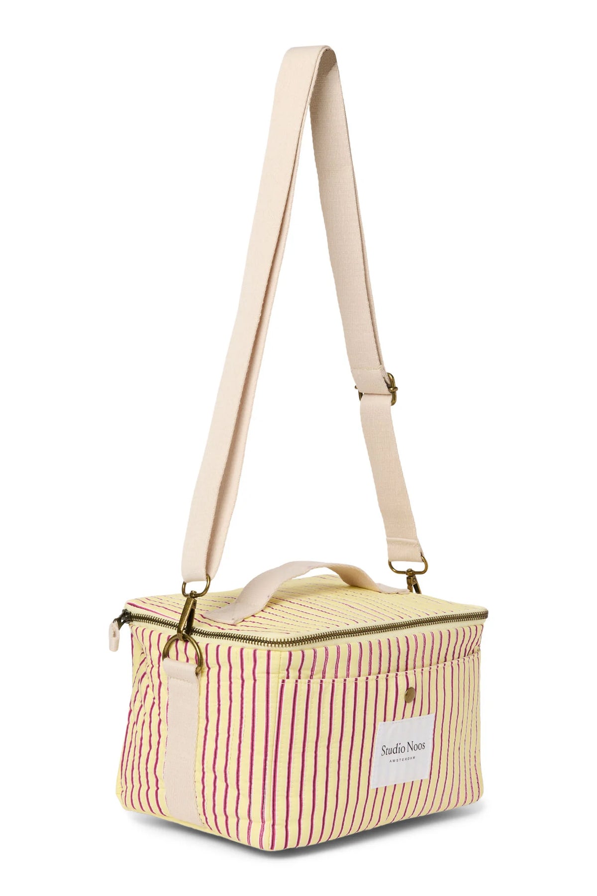 Poplin Striped Cooler Bag | Raspberry