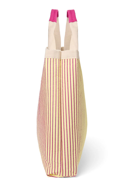 Poplin Striped Beach Bag | Butter Yellow