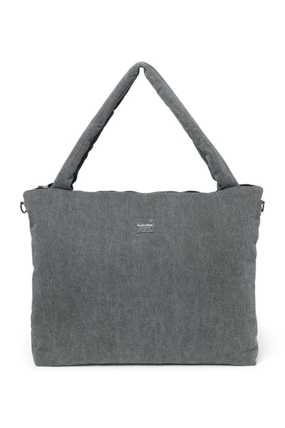 Grey Hearts Denim Diaper Bag