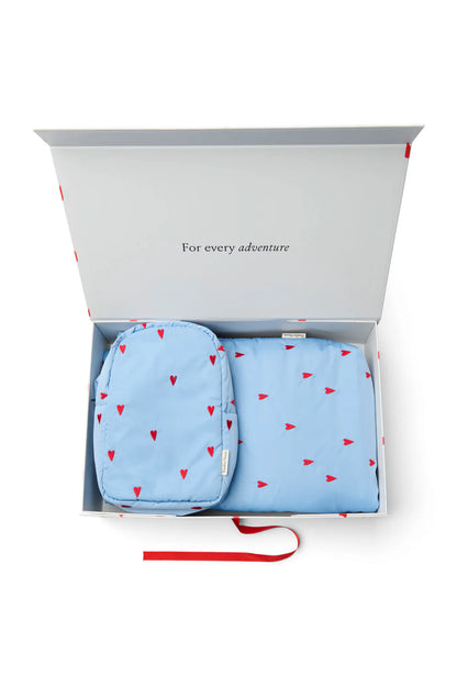 Light Blue Hearts Matching Puffy Gift Set