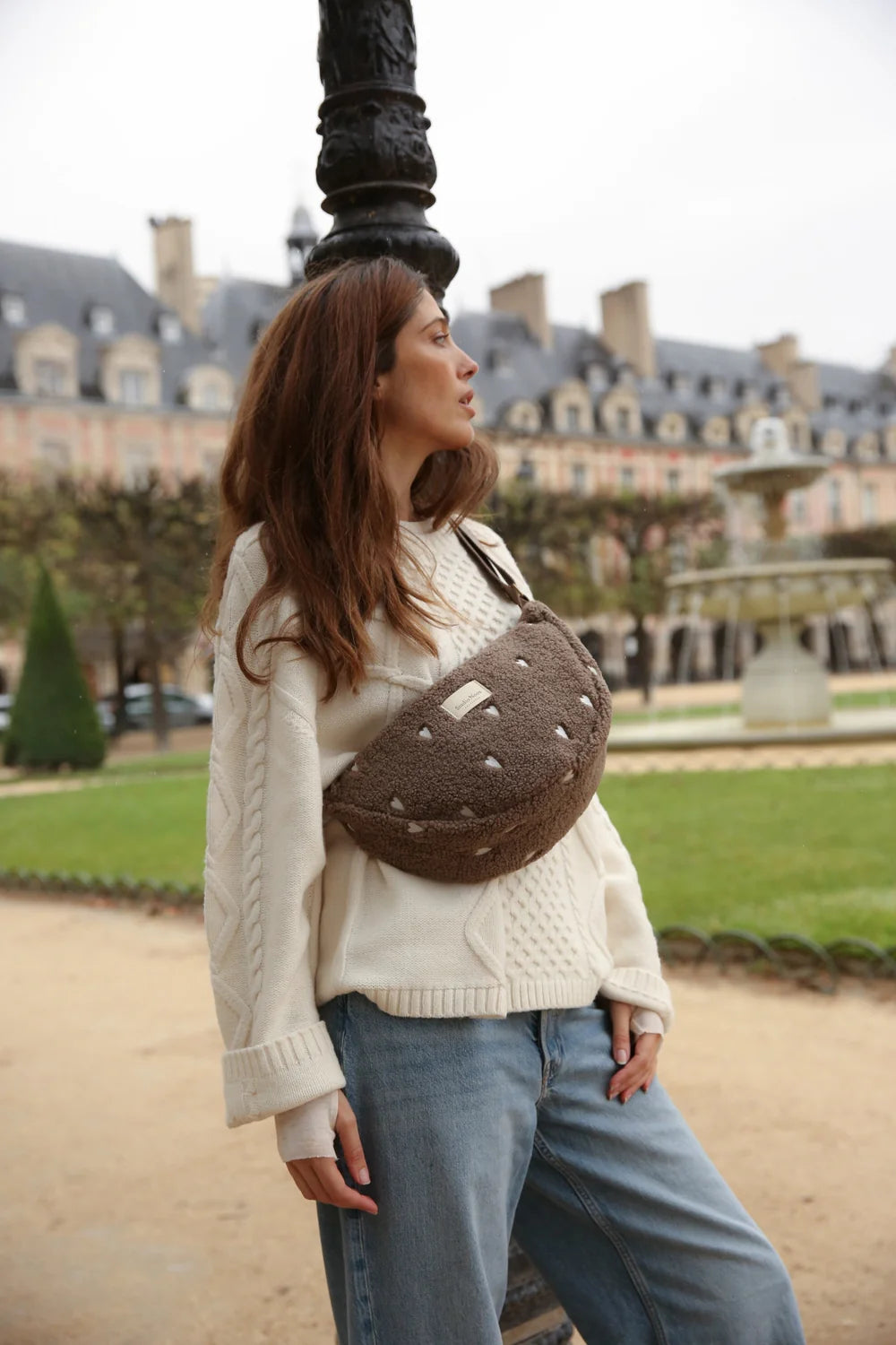 Ecru Hearts Teddy Adult Fanny Pack