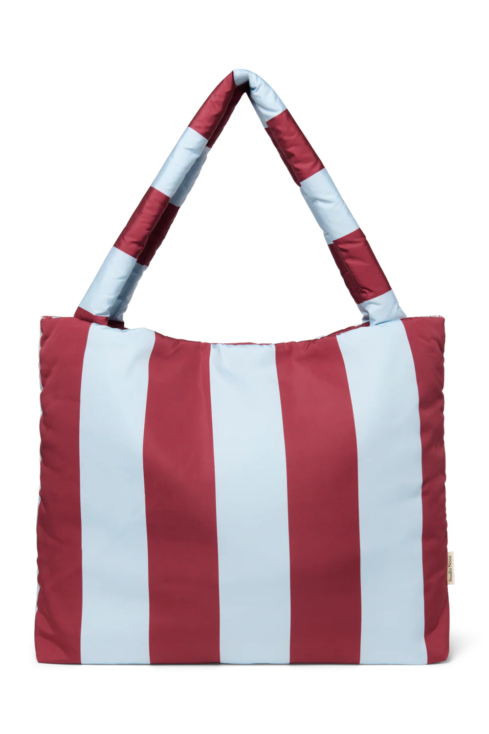 Bordeaux/Light Blue Bold Stripe Mom Bag