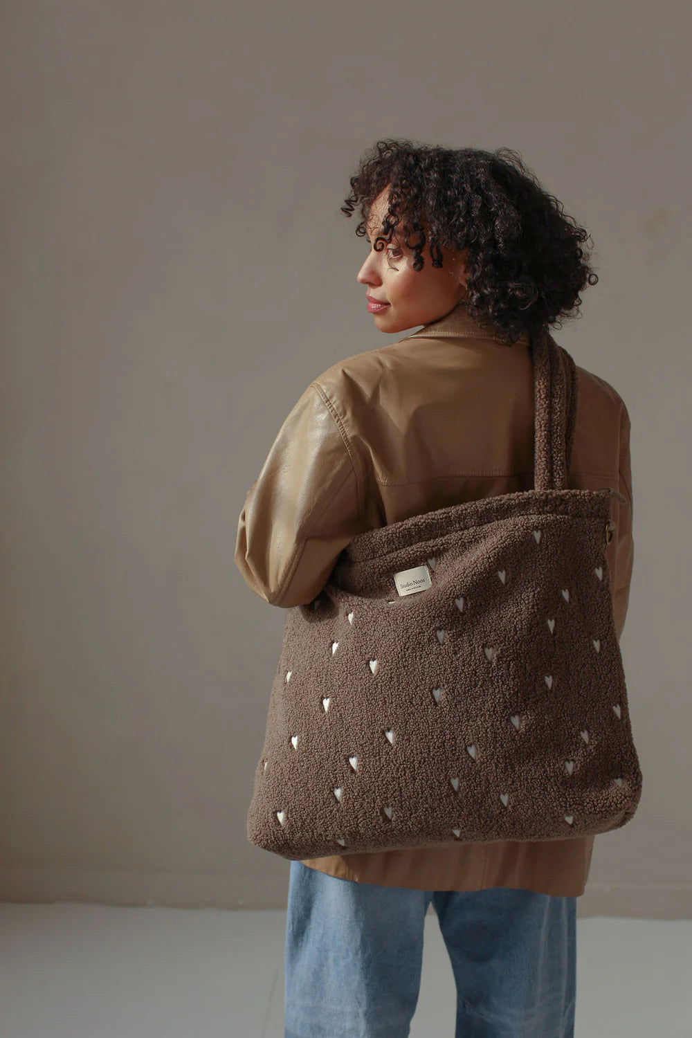 Ecru Hearts Teddy Diaper Bag