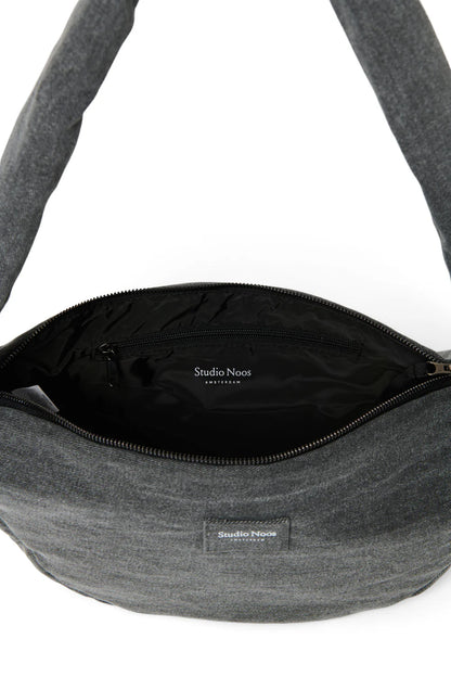 Grey Hearts Denim Mini Cross Body Bag