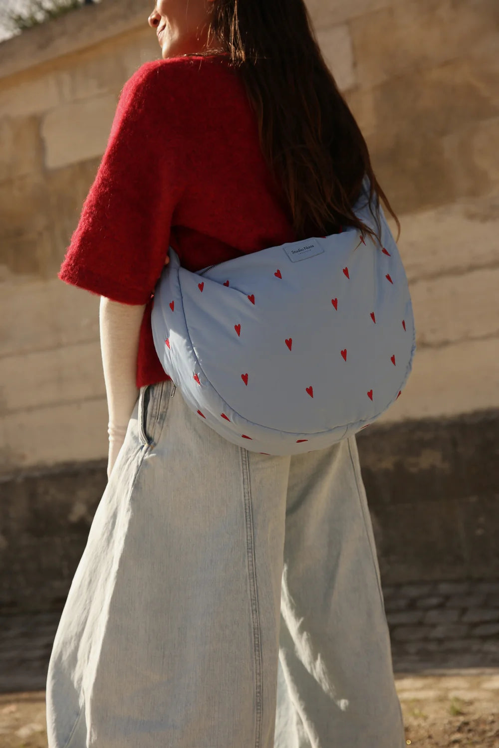 Purple Hearts Puffy Cross Body Bag