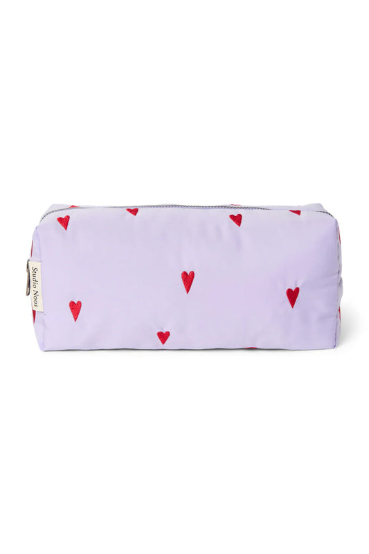 Purple Hearts Puffy Pouch