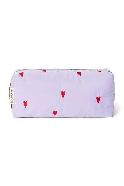 Light Blue Hearts Puffy Pouch