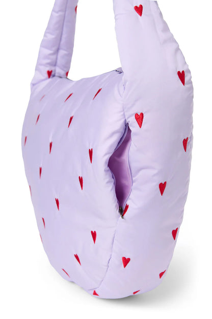 Purple Hearts Puffy Cross Body Bag