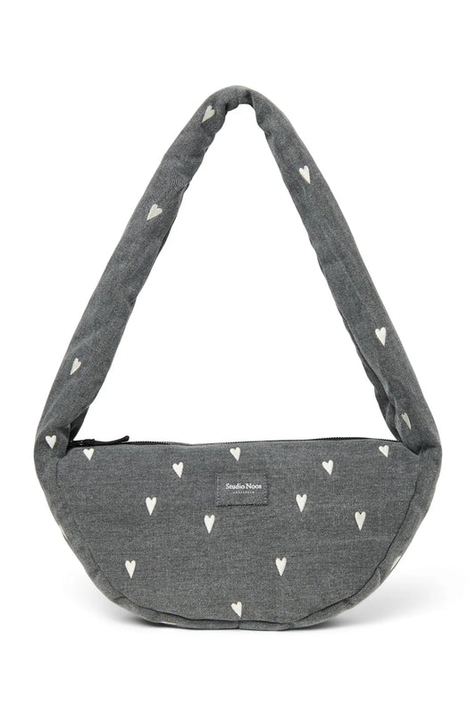 Graue Herzen Denim Mini Umhängetasche