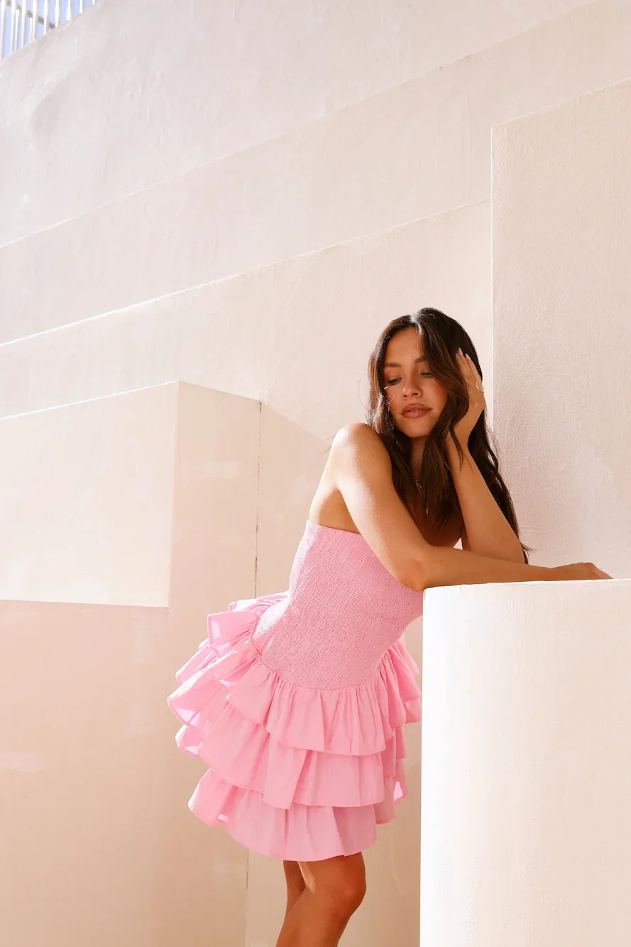 Trägerloses Mini-Kleid „Sunset Dreams“ in Pink