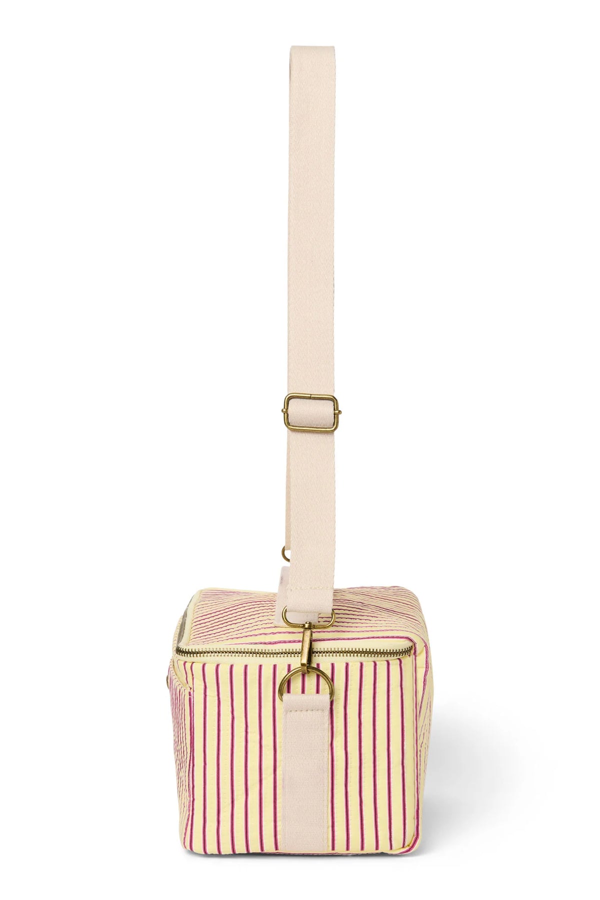 Poplin Striped Cooler Bag | Raspberry
