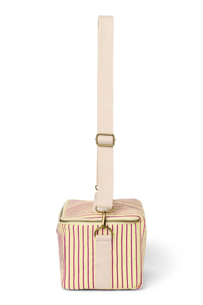 Poplin Striped Cooler Bag | Raspberry