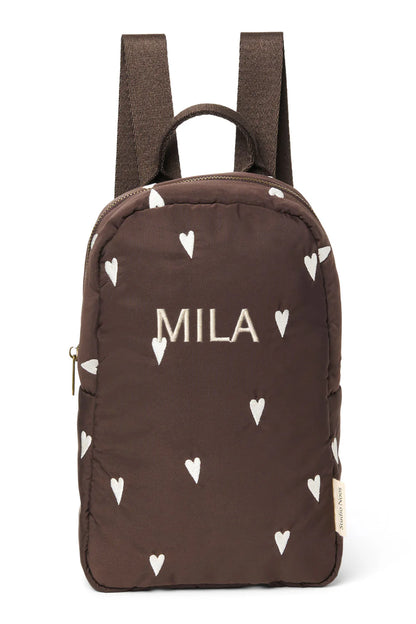 Light Blue Hearts Puffy Mini Backpack