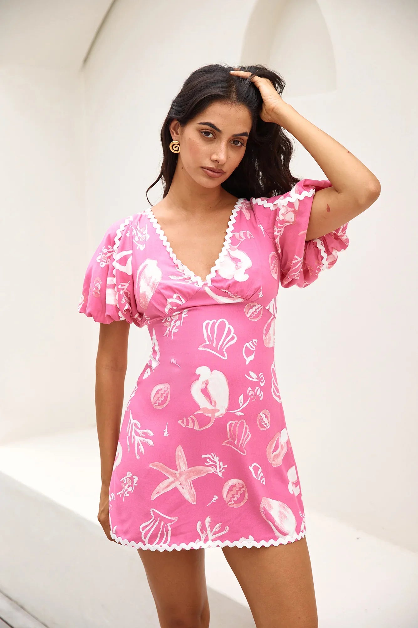 Muschelsuche Minikleid Pink