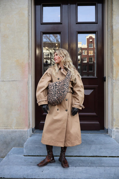 Brown Leopard Cotton Cross Body Bag