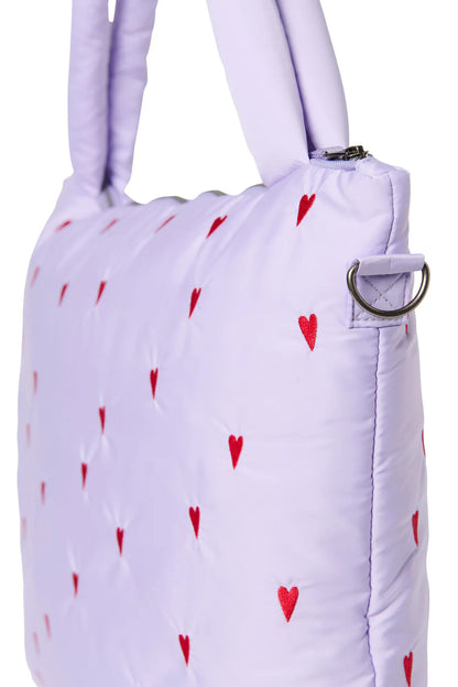 Light Blue Hearts Puffy Diaper Bag