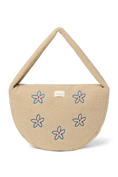 Ecru Flower Heart Teddy Cross Body Bag