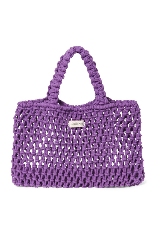 Lila Makramee-Mini-Handtasche