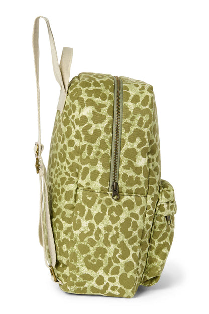 Brown Leopard Cotton Midi Backpack
