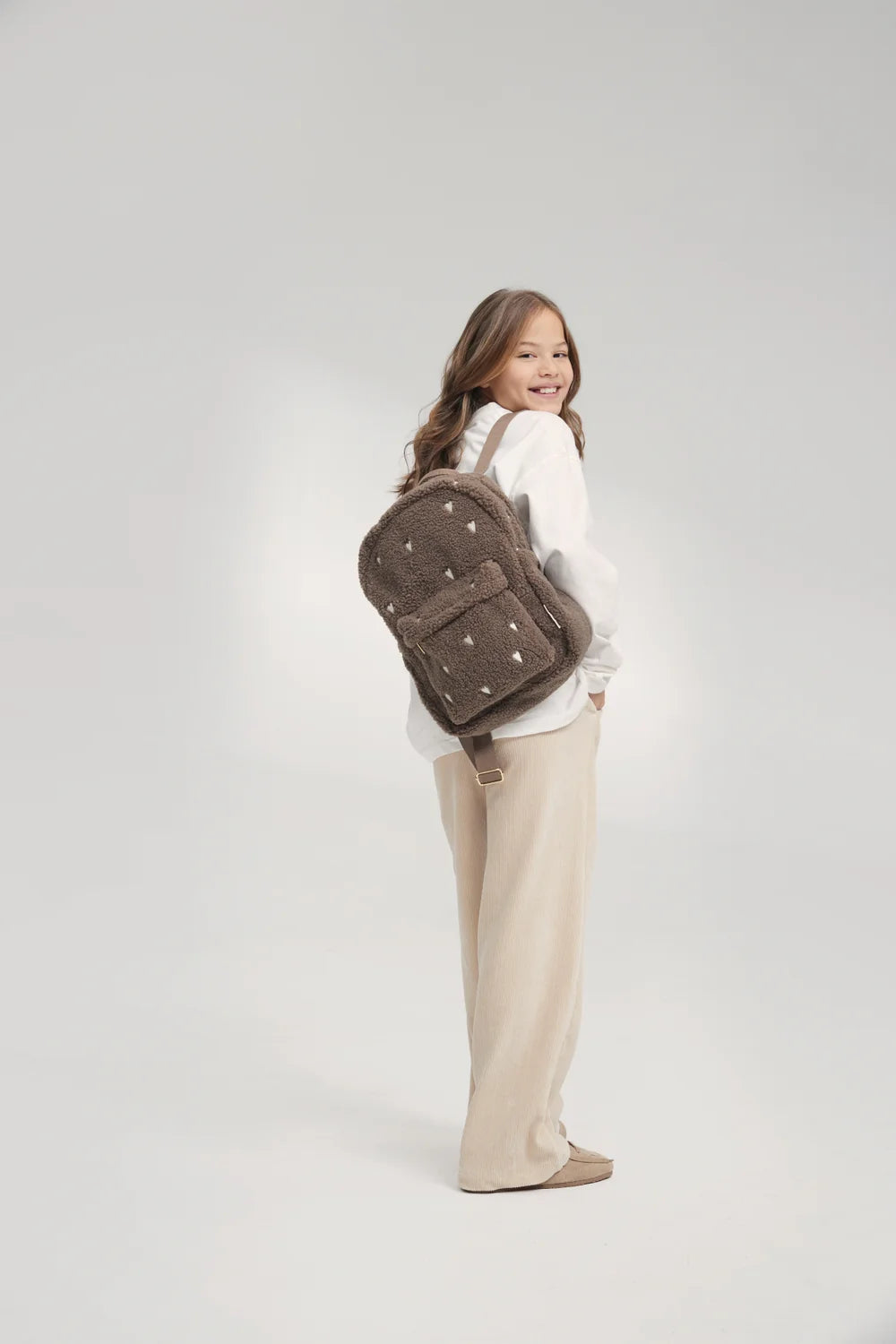 Brown Hearts Teddy Midi Backpack