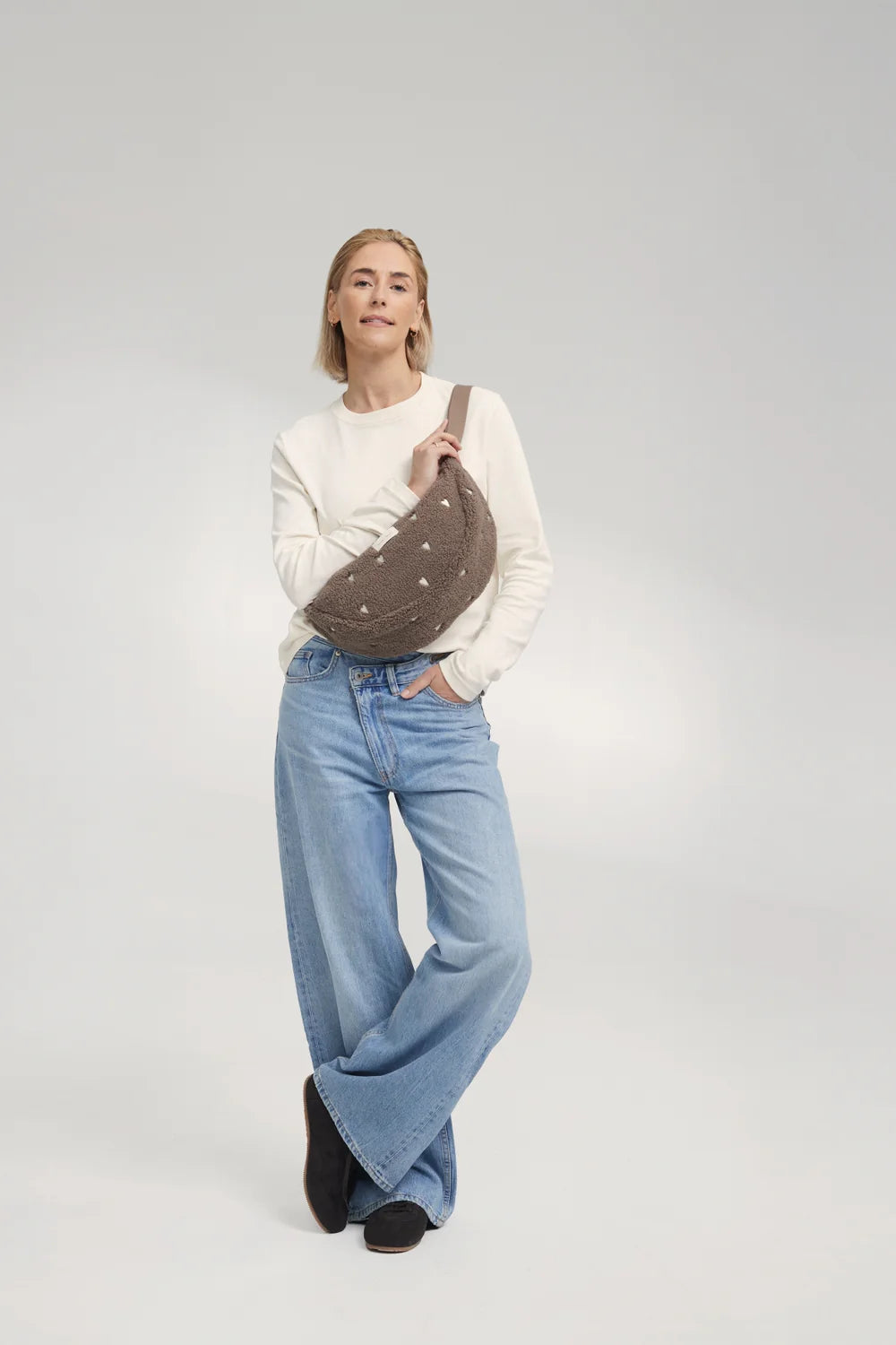 Ecru Hearts Teddy Adult Fanny Pack