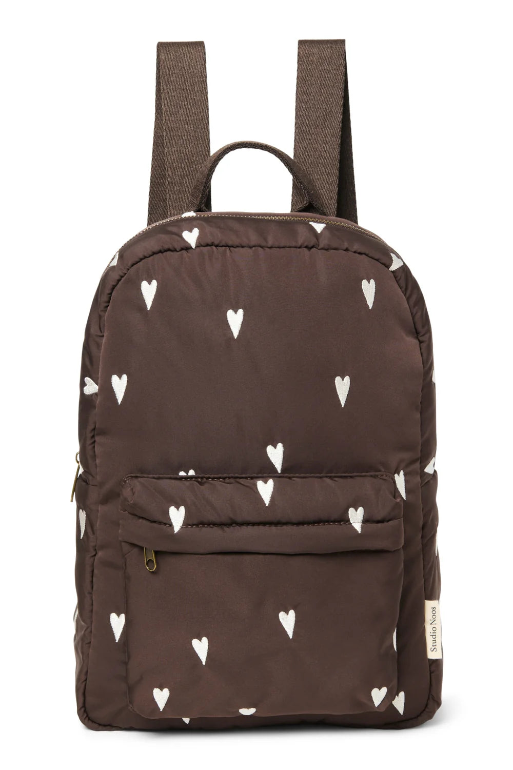 Brown Hearts Puffy Midi Backpack
