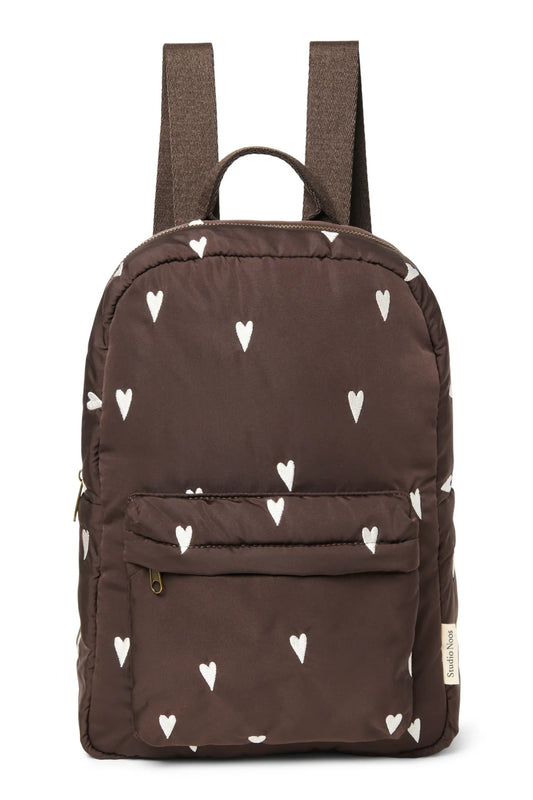 Brown Hearts Puffy Midi-Rucksack
